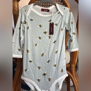 Milkbarn Sky Blue Bee Print Kids Bodysuit